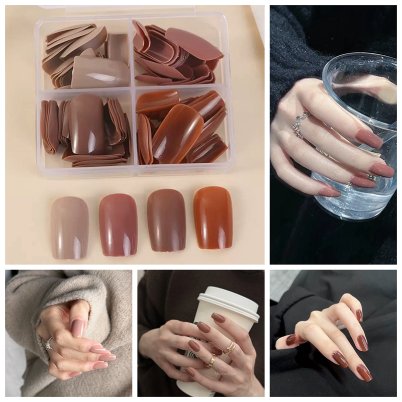 纯色盒装中国红黑白亮面穿戴甲片