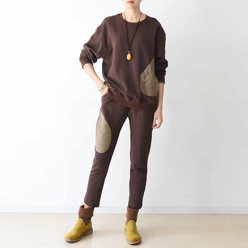 文艺休闲套装女25春秋季新款宽松遮肉两件套纯棉卫衣运动服跑步服