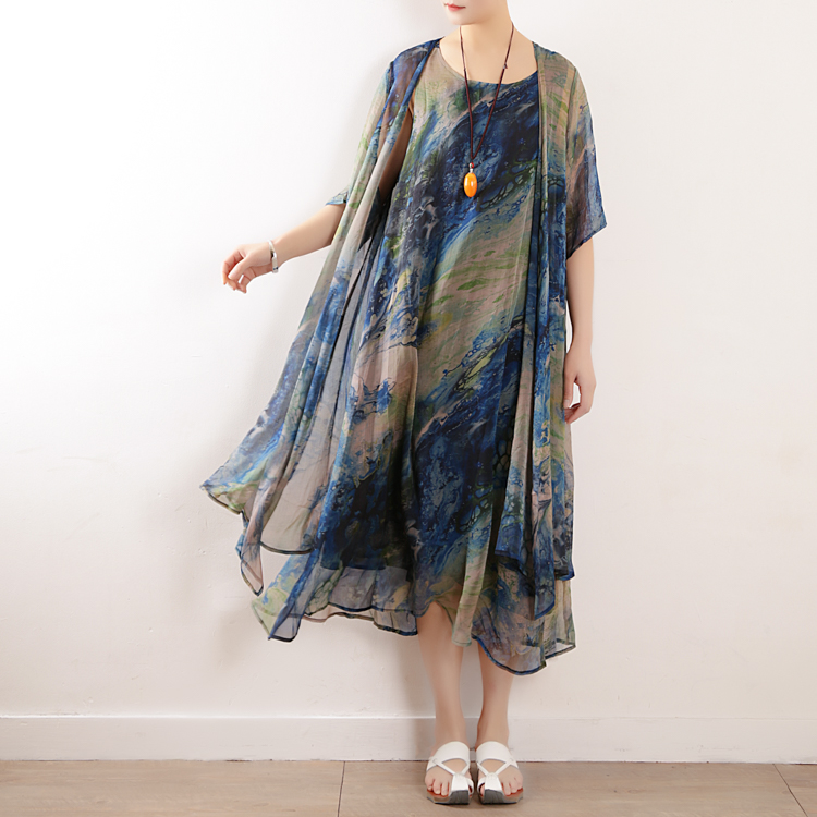 2025夏季新款原创旅行度假风宽松舒适透气短袖防晒开罩衫雪纺外套