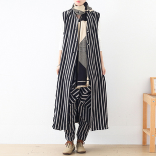 洋气减龄显瘦文艺气质套装 秋冬季 两件套条纹棉时尚 女宽松大码 新款