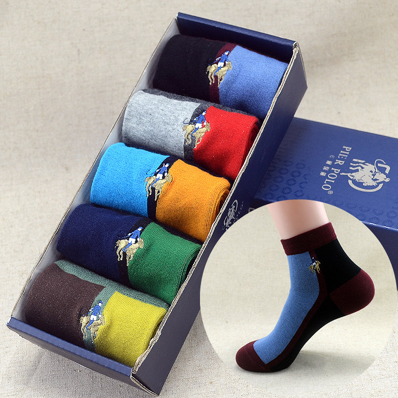 pier polo保罗男袜短袜春夏季纯棉防臭吸汗彩色短筒棉袜中筒潮袜