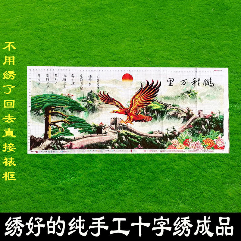 绣好的纯手工十字绣成品大展宏图鹏程万里客厅风景挂画不带框D111 - 实物图