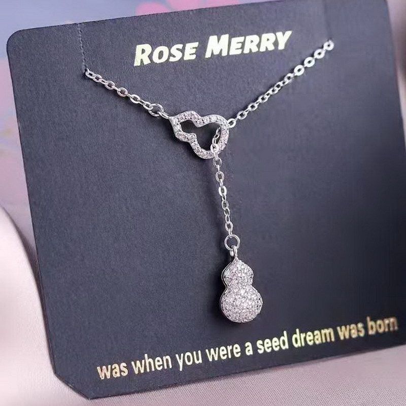 990纯银项链韩版足银葫芦套链女蛇骨项坠吉祥福禄几何小众设计