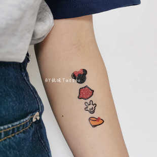 玩味可爱迪士尼打卡米老鼠纹身贴米奇米妮情侣贴纸亲子拍照纹身