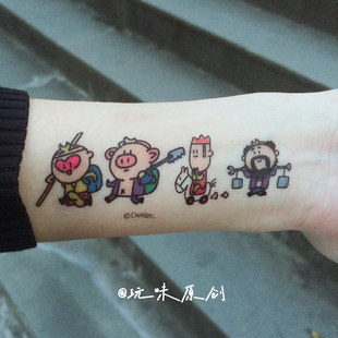 玩味原创西游记唐僧孙悟空猪八戒卡通纹身贴手臂防水儿童纹贴纸男