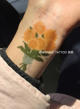玩味向日葵花束纹身贴手腕纹身贴