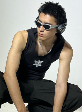 JohariWindow审判庭六芒星朋克水洗夏季透气无袖修身无性别背心男