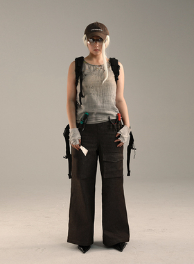 JohariWindow  末日经典 夏季新款废土风棉麻背心t恤男无性别上衣