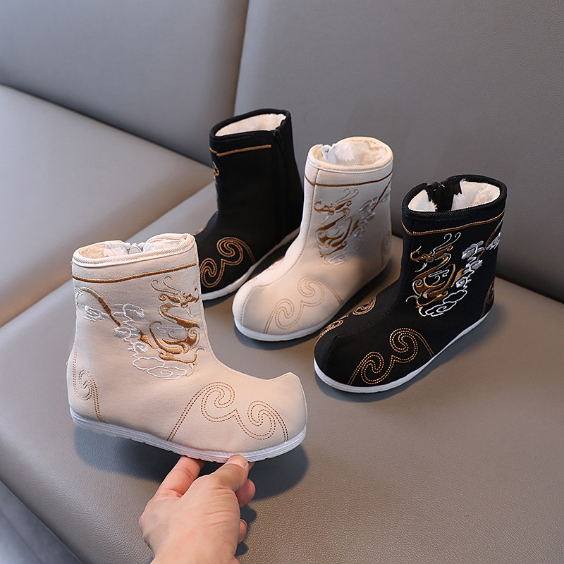 老北京儿童绣花鞋男童汉服靴子秋冬季加绒中国风布鞋古装古风棉鞋,童鞋/婴儿鞋/亲子鞋,儿童汉服鞋,淘宝优惠券,粉丝福利购,淘宝优惠卷