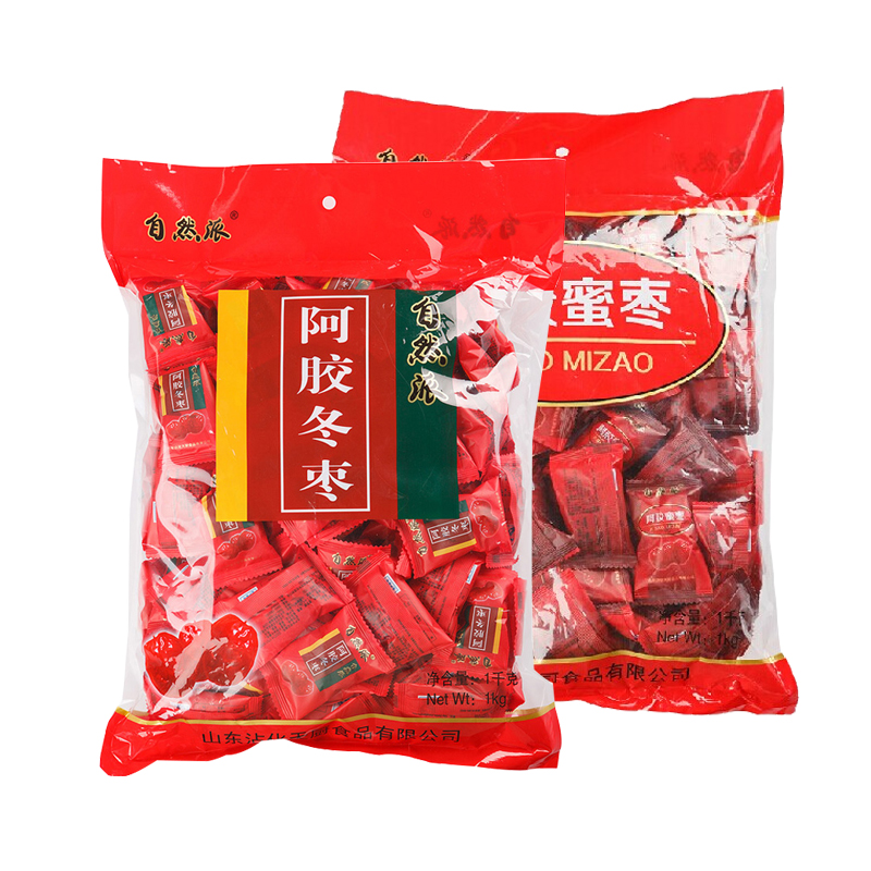 自然派阿胶蜜枣阿胶冬枣1000g 独立包装免洗 整箱12包 送礼