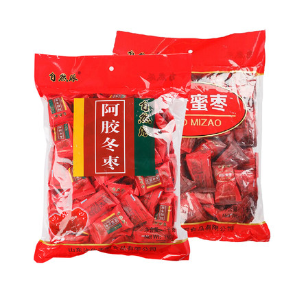 自然派阿胶蜜枣阿胶冬枣1000g 独立包装免洗 整箱12包 送礼