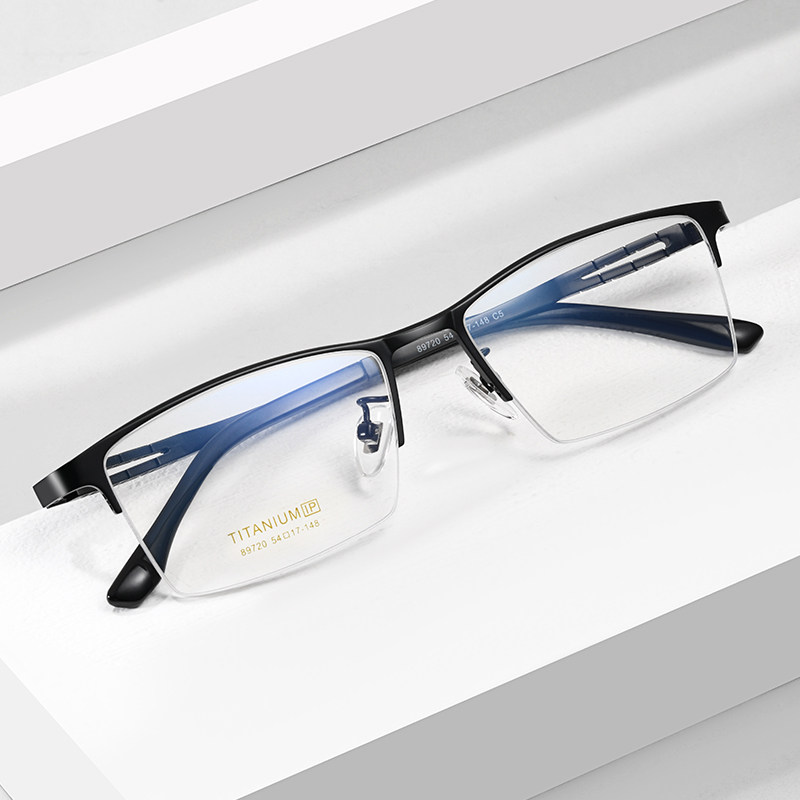 商务纯钛半框近视眼镜框架超轻男士金属眼镜架可配度数