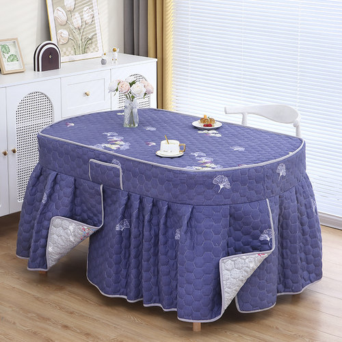 椭圆形餐桌烤火罩加厚双面绒