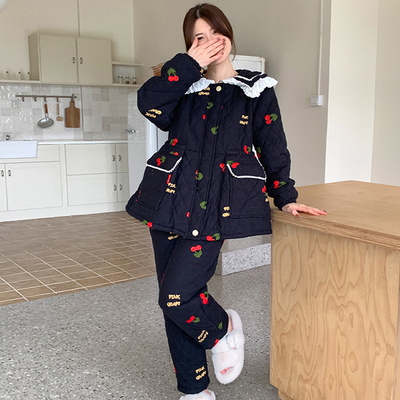 pinkgrape法兰绒可外穿睡衣刺绣