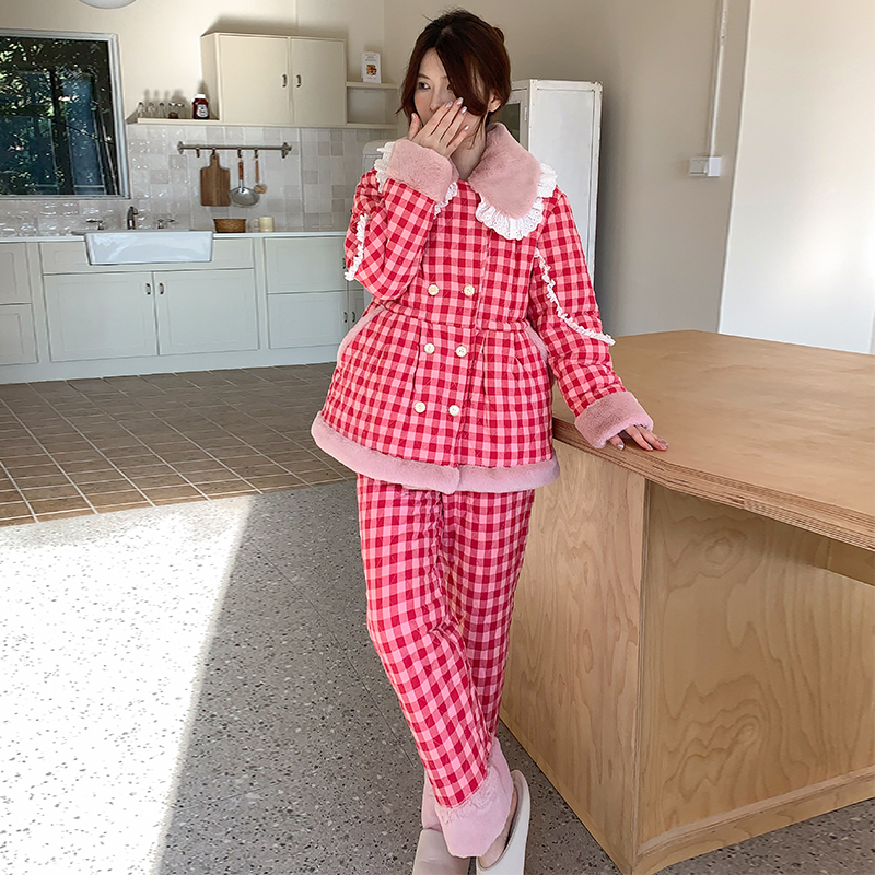 pinkgrape女法兰绒可外穿睡衣冬