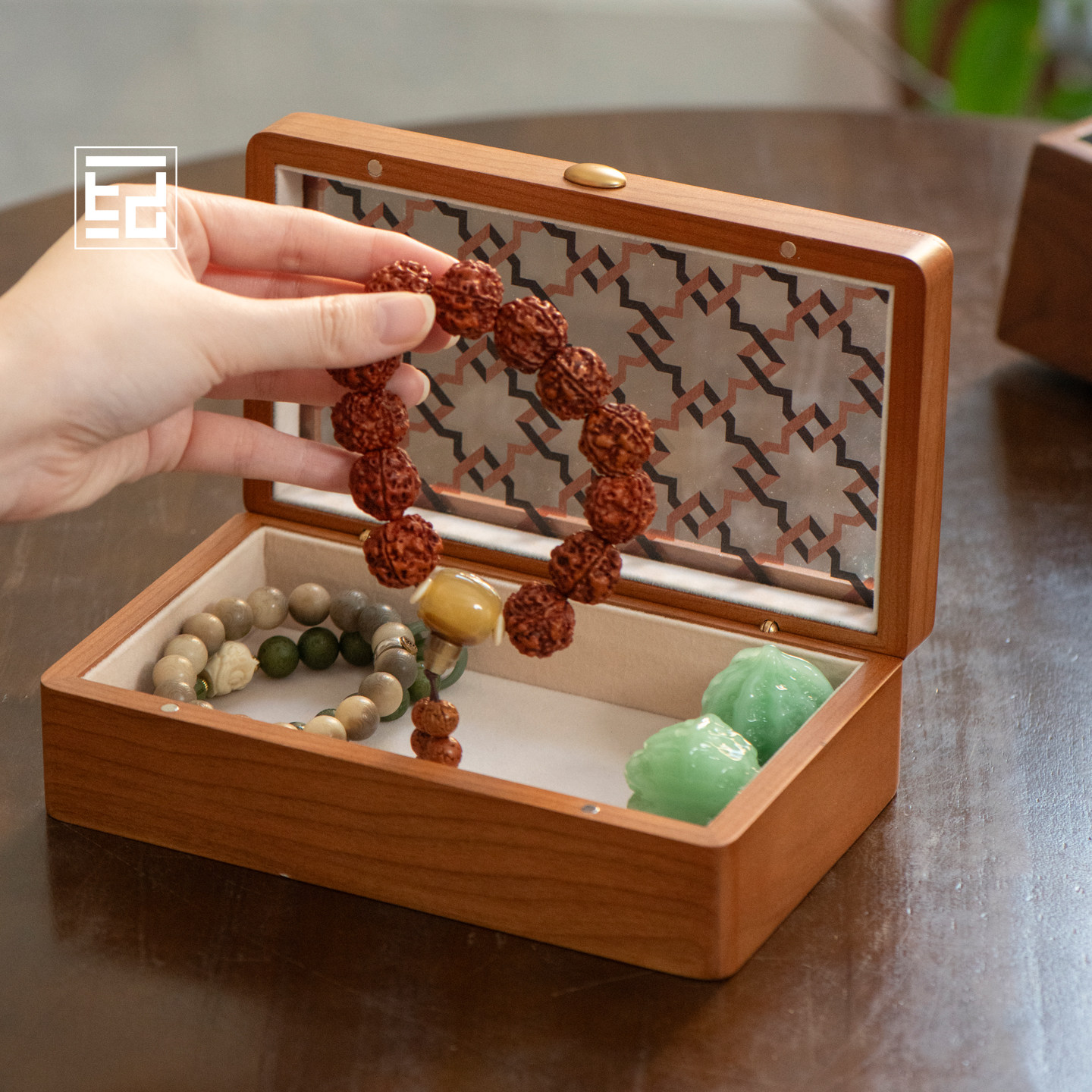 高端文玩收纳盒樱桃木放核桃的盒子玛瑙菩提手串玉石手把件存放盒,收纳整理,首饰盒,淘宝优惠券,粉丝福利购,淘宝优惠卷