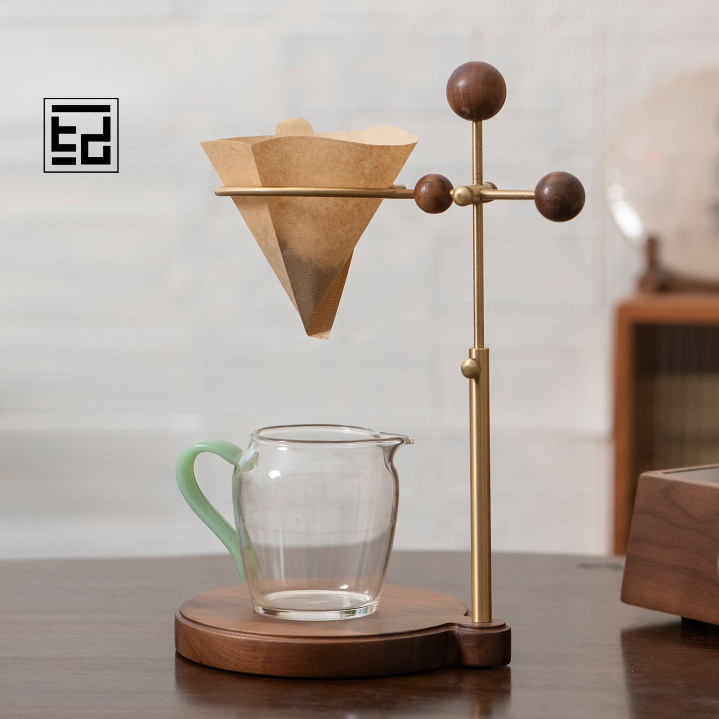 茶漏托架实木黄铜过滤杯支架