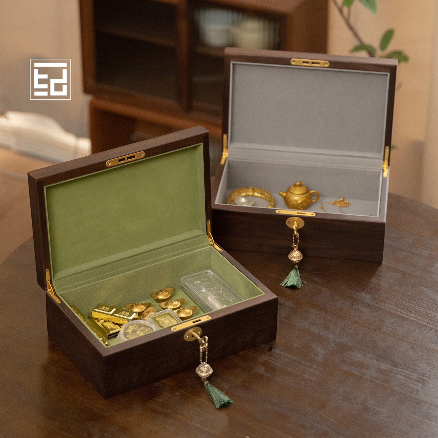 带锁带钥匙黄金收纳盒实木20g50g100g金条收藏盒子高档精致首饰盒图片