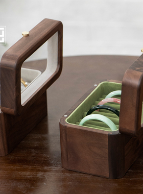 翡翠玉石黄金手镯专用收纳盒大容量好看的首饰盒实木实用婚礼礼品