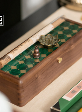 装线香的盒子防潮专用储香盒放沉香檀香容器实木长方形桌面收纳盒