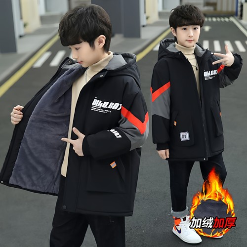 男童冬装加厚派克服2025新款