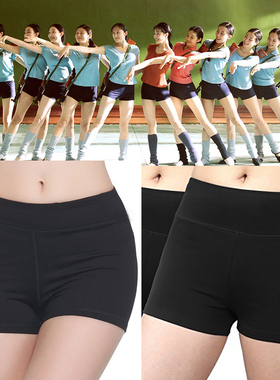 芳华同款练功舞裤短裤三分防走光安全裤纯棉黑色平角舞蹈瑜伽健美