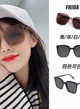 JM墨镜女2025焦糖色茶色乳米白色方形框百搭男女同款太阳镜黑色