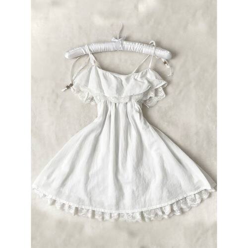 【白露为霜】小个子Vintage古着仙女白月光绝美清纯白色连衣裙