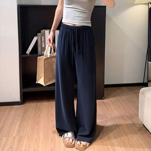 老钱风亚麻裤子女夏季薄款宽松慵懒小个子直筒休闲棉麻冰丝阔腿裤