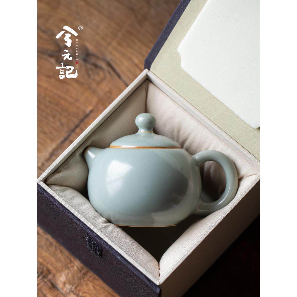 西元记白清汝窑西石壶冰裂陶瓷茶壶大功茶家用单壶2025新款