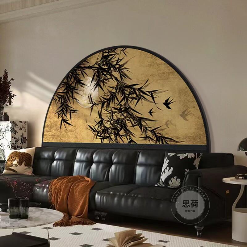 正品中古风客厅装饰画复古高级感沙发背景墙轻奢挂画横幅卧室床头