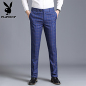 免烫商务休闲长裤 花花公子西装 潮 韩版 小直筒青年男士 裤 男格子修身