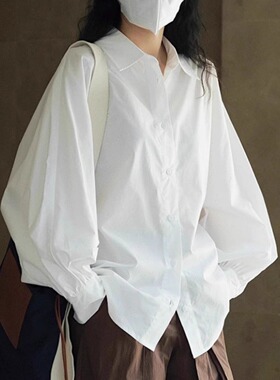 2026新款春装独特灯笼袖白色衬衫女韩范overszie廓形小众上衣外套