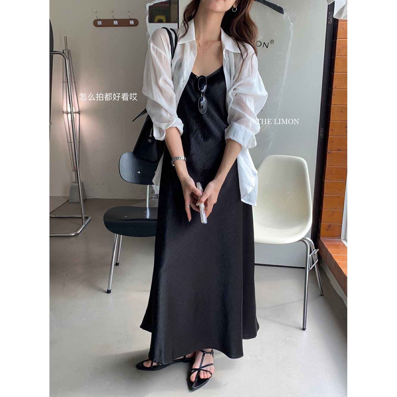 夏季长款垂坠感百搭绝美流光鱼尾裙ins韩系宽松减龄吊带连衣裙女