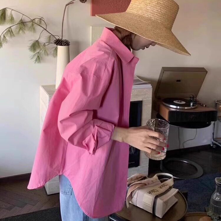 减龄韩版叠穿宽松长袖多色衬衫