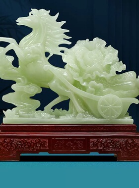 马上发财马摆件玉白菜客厅老板办公室高档装饰品公司开业礼物