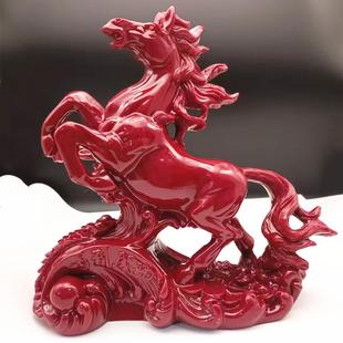 2026吉祥物红色生肖马朱砂马到成功摆件红色客厅酒柜摆设办公室