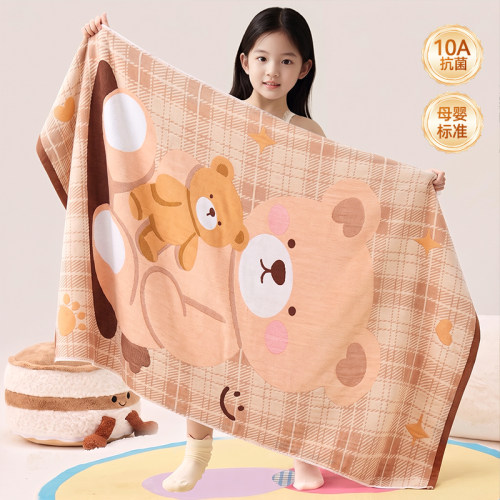 a类纯棉纱布儿童浴巾家用洗澡