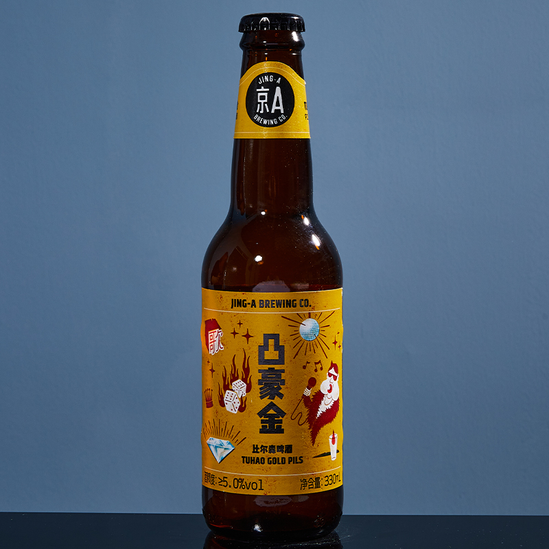 Jing A TuHao gold Pils 中国京A 凸豪金皮尔森精酿啤酒瓶装330ml 酒类 啤酒 原图主图