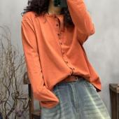 上衣 胸围118长58 新品 圆领单排扣休闲文艺女士开衫 8280 春季