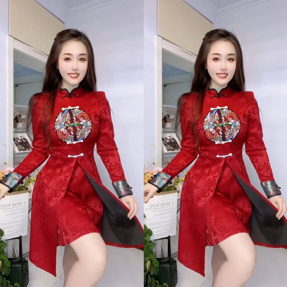 新中式改良旗袍裙子秋冬