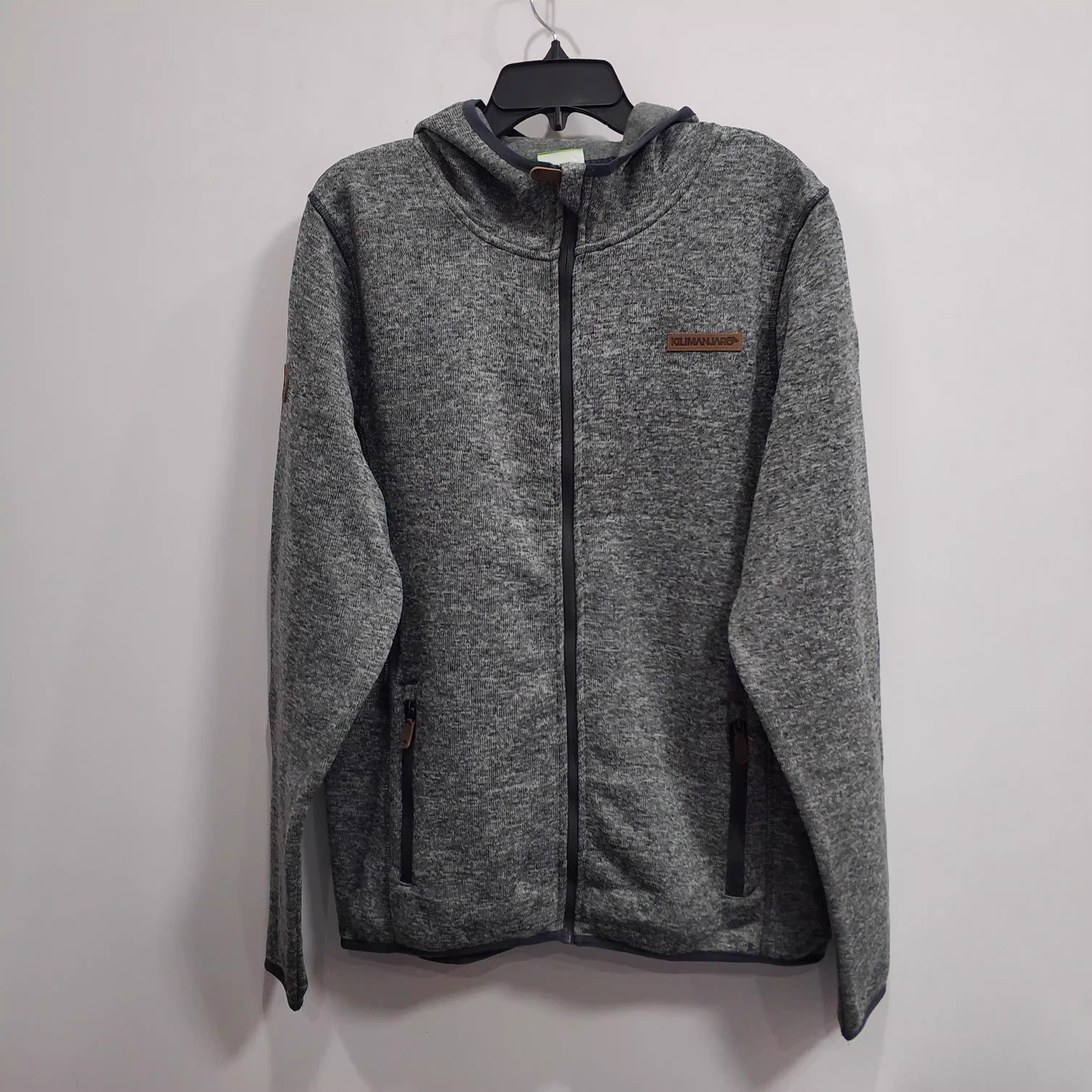 外贸原单加绒连帽运动卫衣男 秋冬宽松休闲长袖拉链带帽绒衫外套