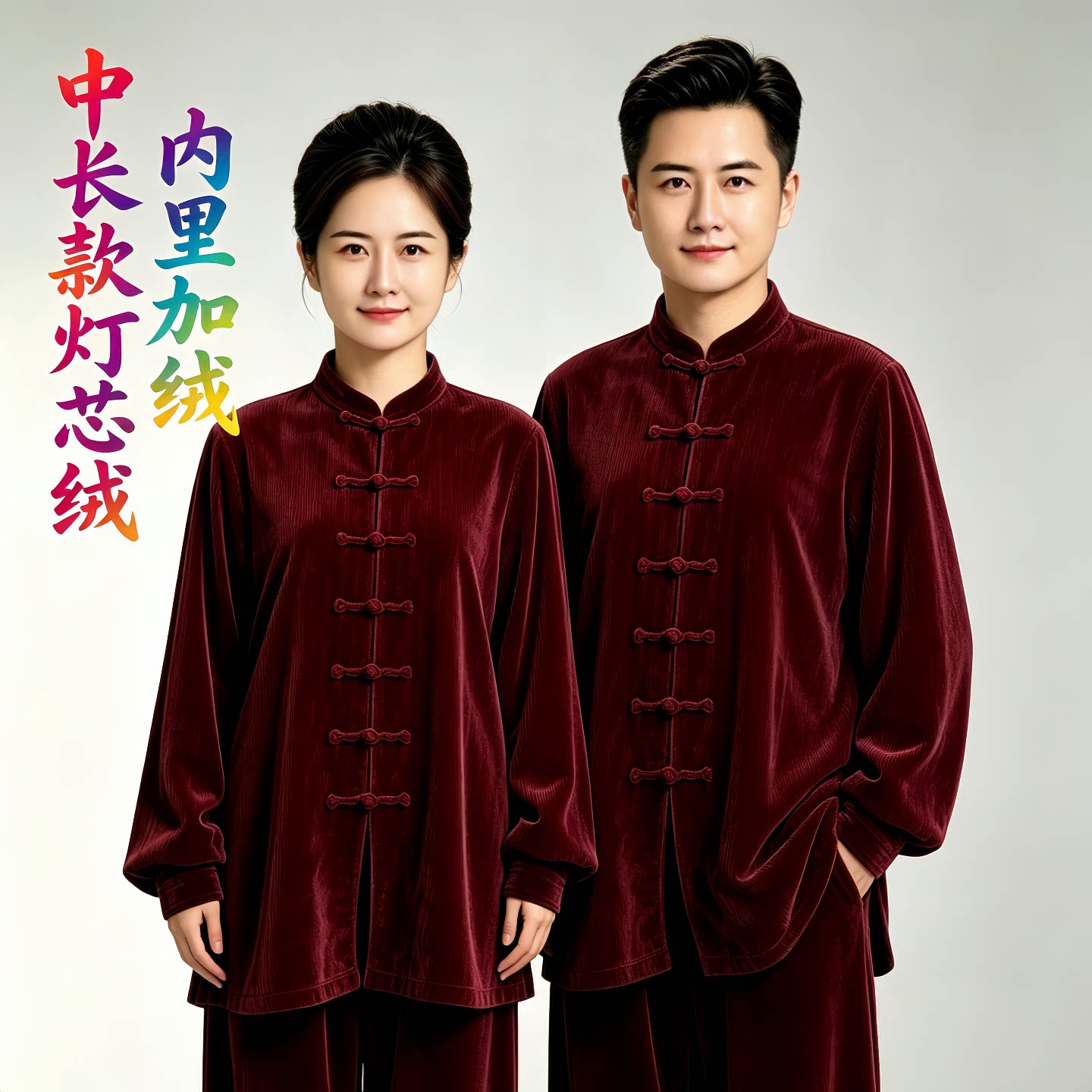 新款中长款灯芯绒太极服女冬季加厚内加绒太极拳练功服武术表演服