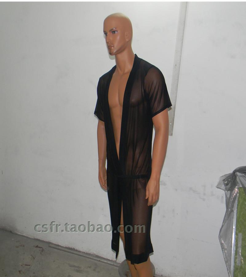 男式透明睡衣男透明浴袍男士睡袍浴袍睡袍舞蹈服演出服定做