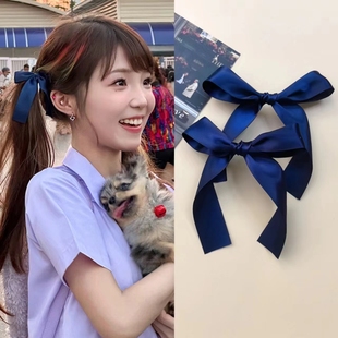 白昼小熊同款蝴蝶结发夹芭蕾风丝带双马尾甜美少女发卡头饰发饰