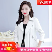 Mùa xuân và mùa thu Hained Leather Women Áo khoác da xe máy ngắn 2019 Mới Hàn Quốc Slim Thin Suit Cổ áo nhỏ - Quần áo da áo da nữ dáng dài đẹp