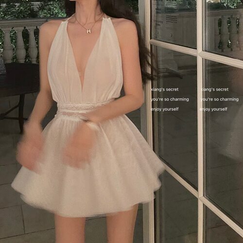 纯欲性感日系甜美风镂空蕾丝睡裙