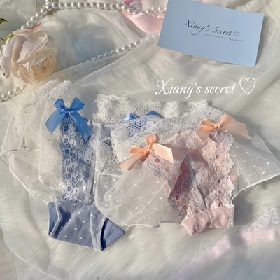 日系蝴蝶结波点甜美风性感三角裤