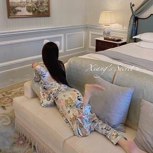 冰丝纯欲猫咪家居服睡衣缎面网红春夏套装 赵露思同款 秘密 香香