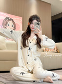 miu系公主 香香 秘密 海岛绒甜美保暖花边家居服睡衣加绒秋冬新